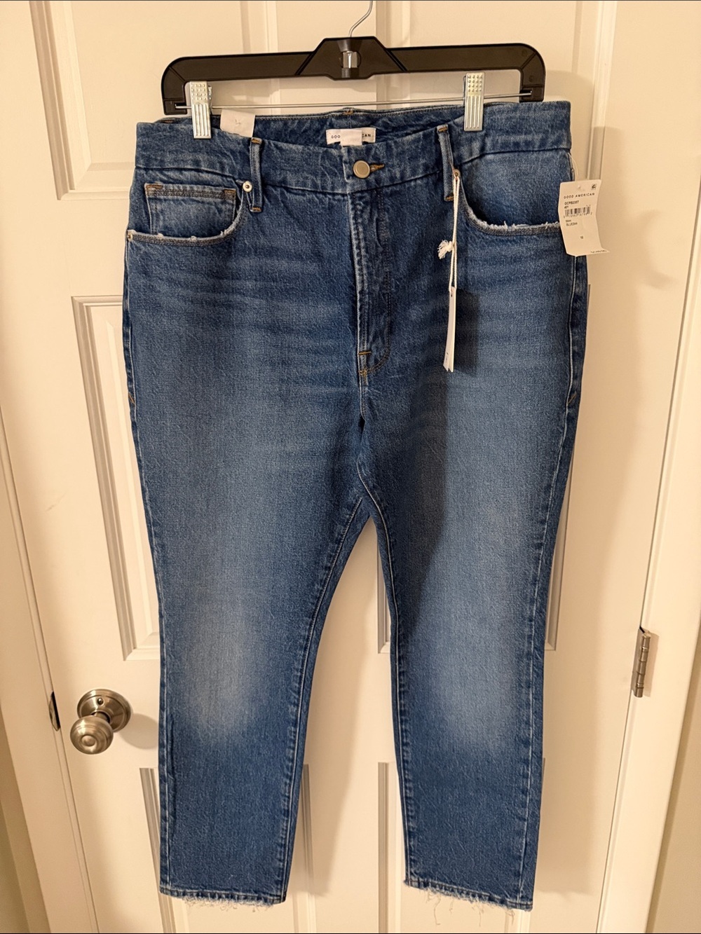 NWT Good American Women's Good Classic Slim Cropped Jeans High Rise Size 10
